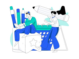 Education learning people flat vector concept hand drawn illustration
