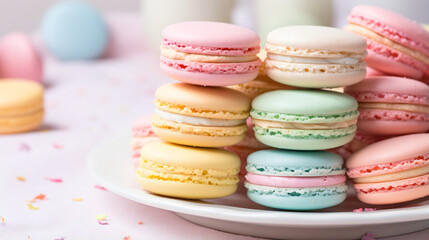 Fototapeta na wymiar Colored macaroons cookies pastel