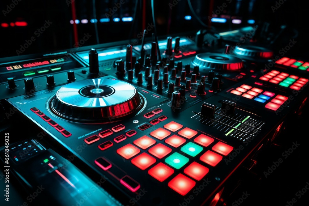 Poster equipment in a recording studio. background with selective focus and copy space