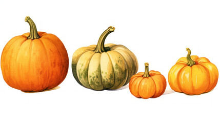 Illustration of a group of pumpkins in light orange tones