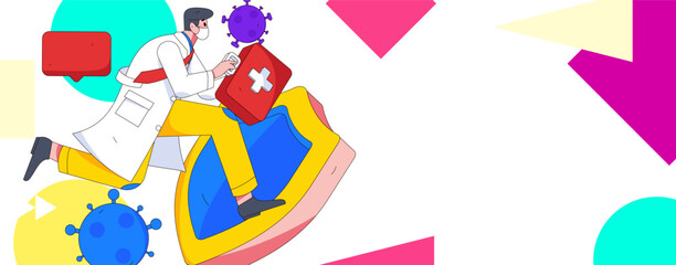 Medical characters fighting the epidemic flat vector concept operation hand drawn illustration
