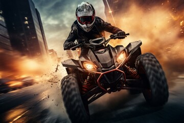 Quad bike, transport concept. Background with selective focus and copy space - obrazy, fototapety, plakaty