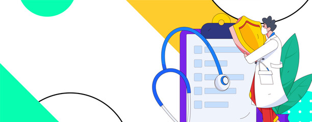 Medical characters fighting the epidemic flat vector concept operation hand drawn illustration
