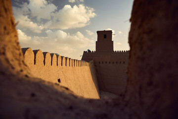 Sunset at the ancient fortress of Kunya Ark in Khiva