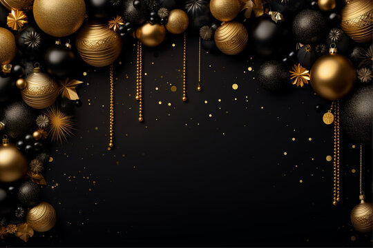 new year's eve background with gold ornaments