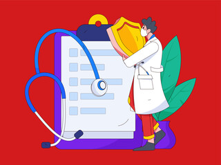 Medical characters fighting the epidemic flat vector concept operation hand drawn illustration
