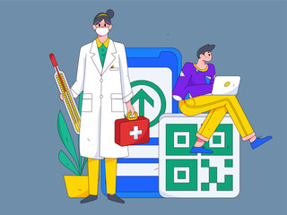 Medical characters fighting the epidemic flat vector concept operation hand drawn illustration
