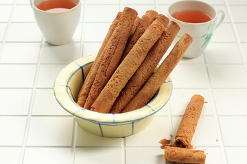 Kue Semprong or Waffle Egg Rolls