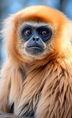 gibbon monkey in a blue background. 