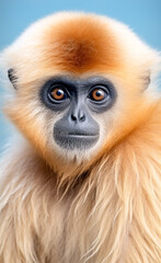Obraz premium gibbon monkey in a blue background. 