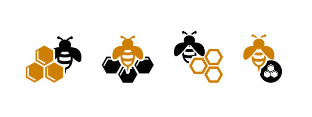 bee icon vector illustration. honeycomb with bee icon concept.