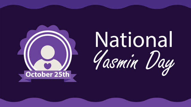 National Yasmin Day vector banner design with geometric shapes and vibrant colors on a horizontal background. Happy National Yasmin Day modern minimal poster.