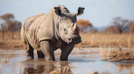 Muurstickers White rhinoceros in Kruger National Park, South Africa. © shehbaz