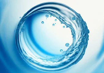 Fotobehang 抽象的な青い水の輪と泡 © k_yu