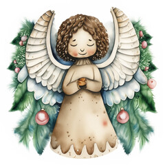 Aniołek świąteczny lustracja - obrazy, fototapety, plakaty