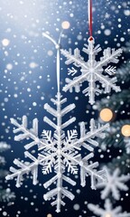 Fototapeta na wymiar Photo Of Christmas Snowflake Patterns In The Air
