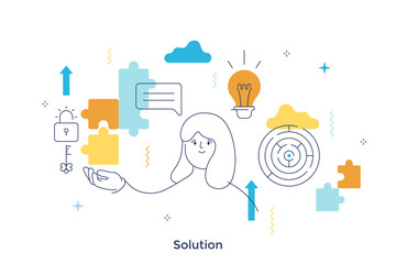 Thin line character scene. Vector Illustration