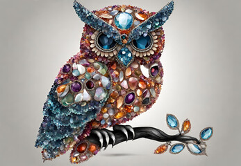 Detailed Magical Lights Owl, 
Enchanted Owl Portrait, 
Mystical Owl with Glowing Feathers