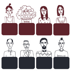 Hand drawn people with space for inscription