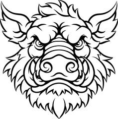 A wild boar hog razorback warthog sports mascot cartoon pig character