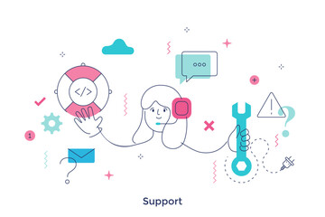 Thin line character scene. Vector Illustration