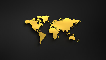 Fototapeta na wymiar 3d illustration. World map on metal background