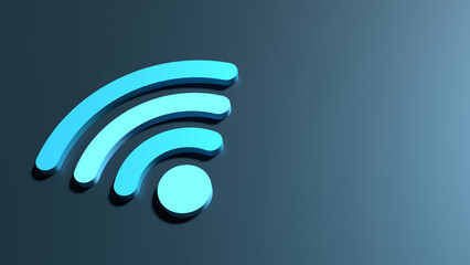 3d illustration. Wifi logo. Wireless connection sign with free space background for texting.