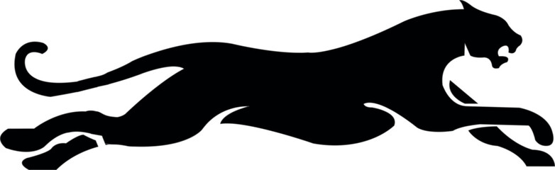 silhouette of puma running fast