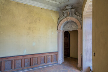 Abandoned haunted palace castle in Bożków in Lower Silesia, Poland