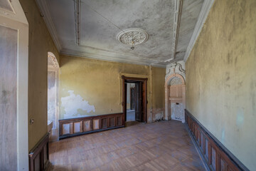 Abandoned haunted palace castle in Bożków in Lower Silesia, Poland