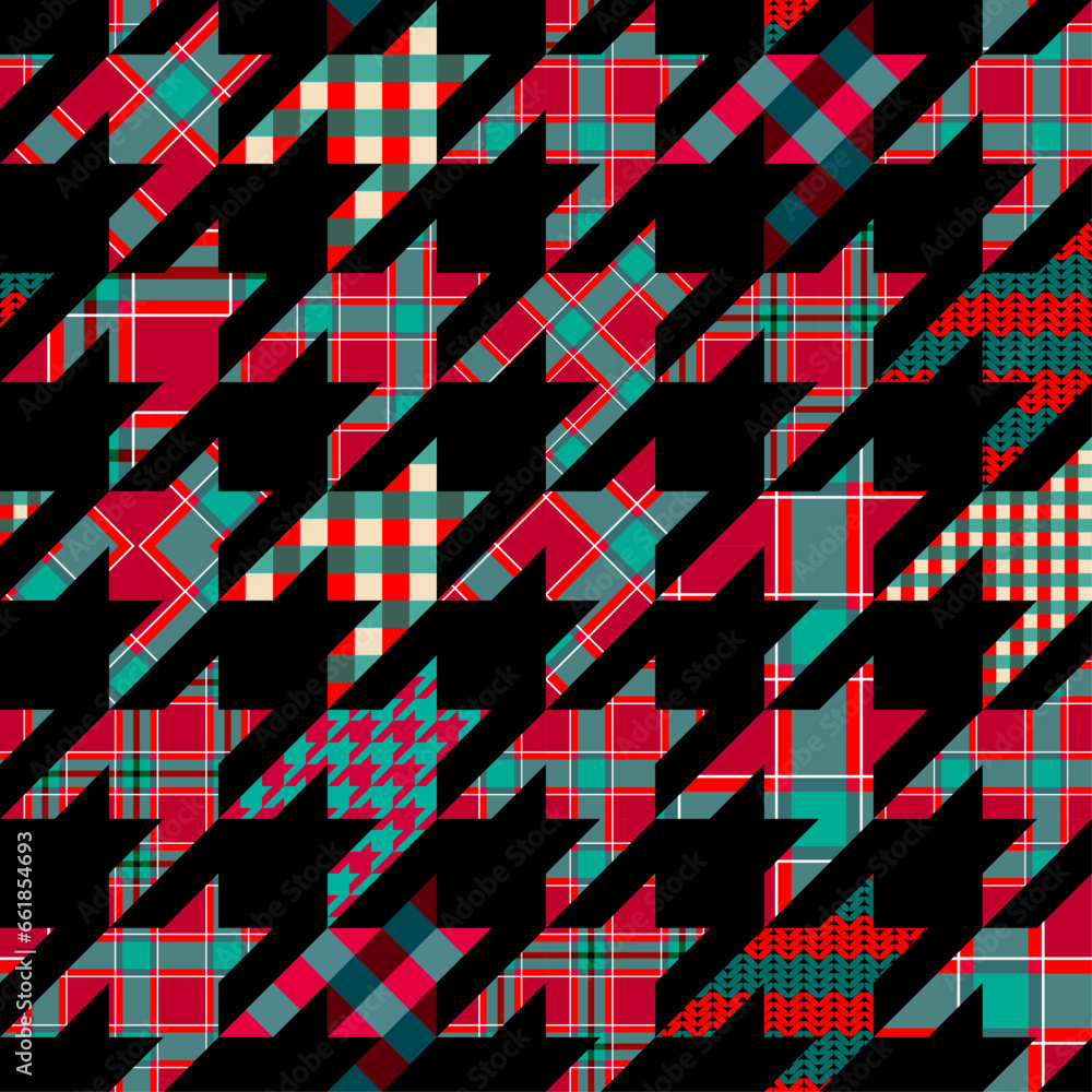 Aufkleber Patchwork textile pattern. Seamless quilting design background. Merry Christmas cozy pattern.