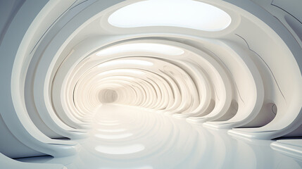 Fototapeta na wymiar Futuristic tunnel white plastic