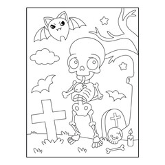 Halloween cat coloring pages for kids
