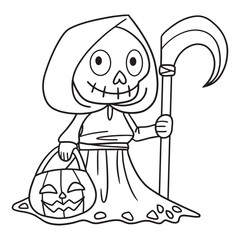 Hand drawn coloring page illustration for halloween celebration
