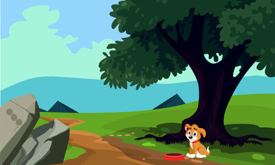 Obraz na płótnie Canvas Dog Forest animation background