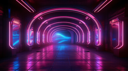 Neon arched corridor