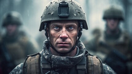 Naklejka premium A soldier in a special military uniform