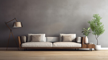 Fototapeta na wymiar Modern interior design with sofa and side table