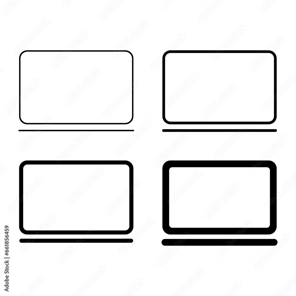 Poster set of laptop flat web icon, notebook computer technology symbol , blank display vector illustration