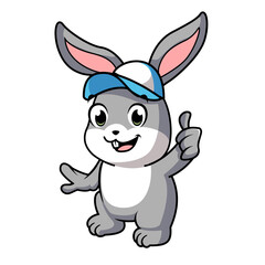 Cute little bunny isolated on white with hat