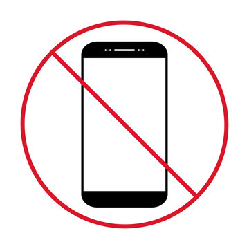 Mobile forbidden icon, no use phone sign, ban smartphone label vector illustration