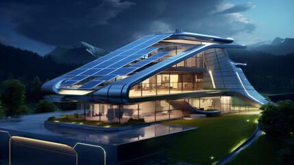 Futuristic house solar panel