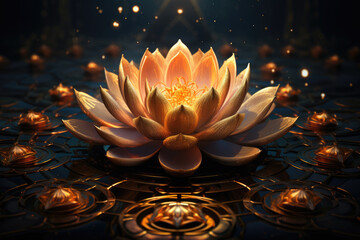 Naklejka na ściany i meble Spiritual background - lotus and sacred geometry