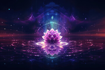 Spiritual background with lotus and sacred geometry