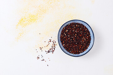 Quinoa salad with olives,avocado,cherry tomatoes,onion,green.