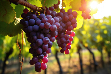 Fototapeta premium Clusters of ripe juicy grapes in the vineyard
