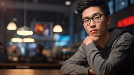 Fototapeta premium Asian man in cafe
