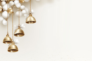 happy new year background with gold bells