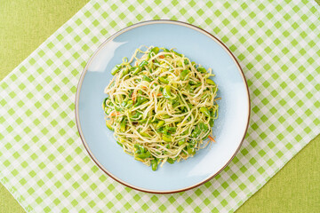Korean bean sprouts on a green and fresh background