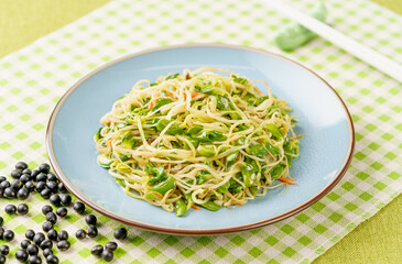 Korean bean sprouts on a green and fresh background